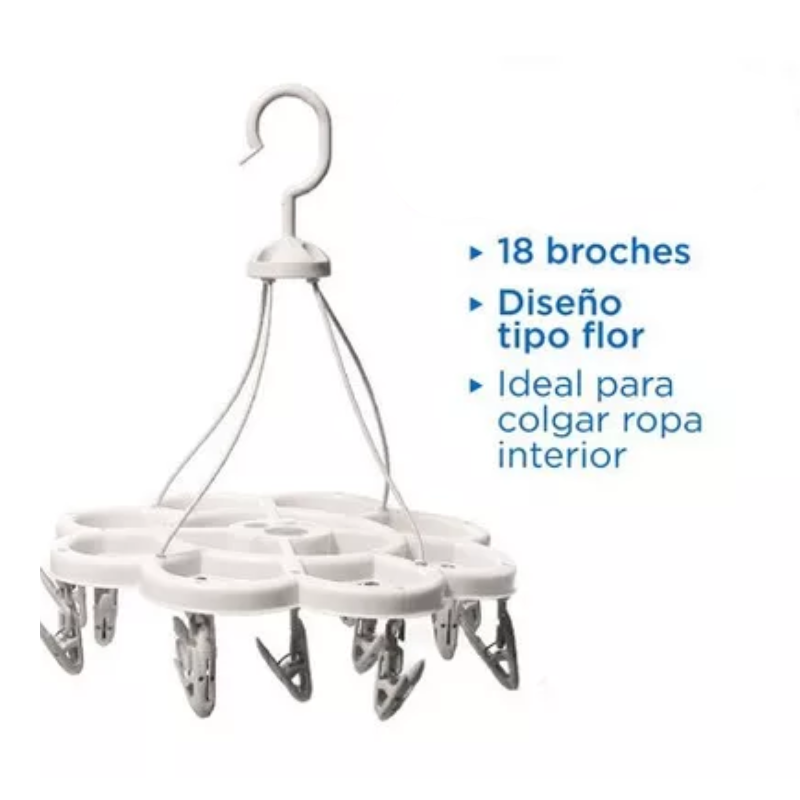 Colgador Tendedero De Ropa 18 Pinzas Plástica GEN8018